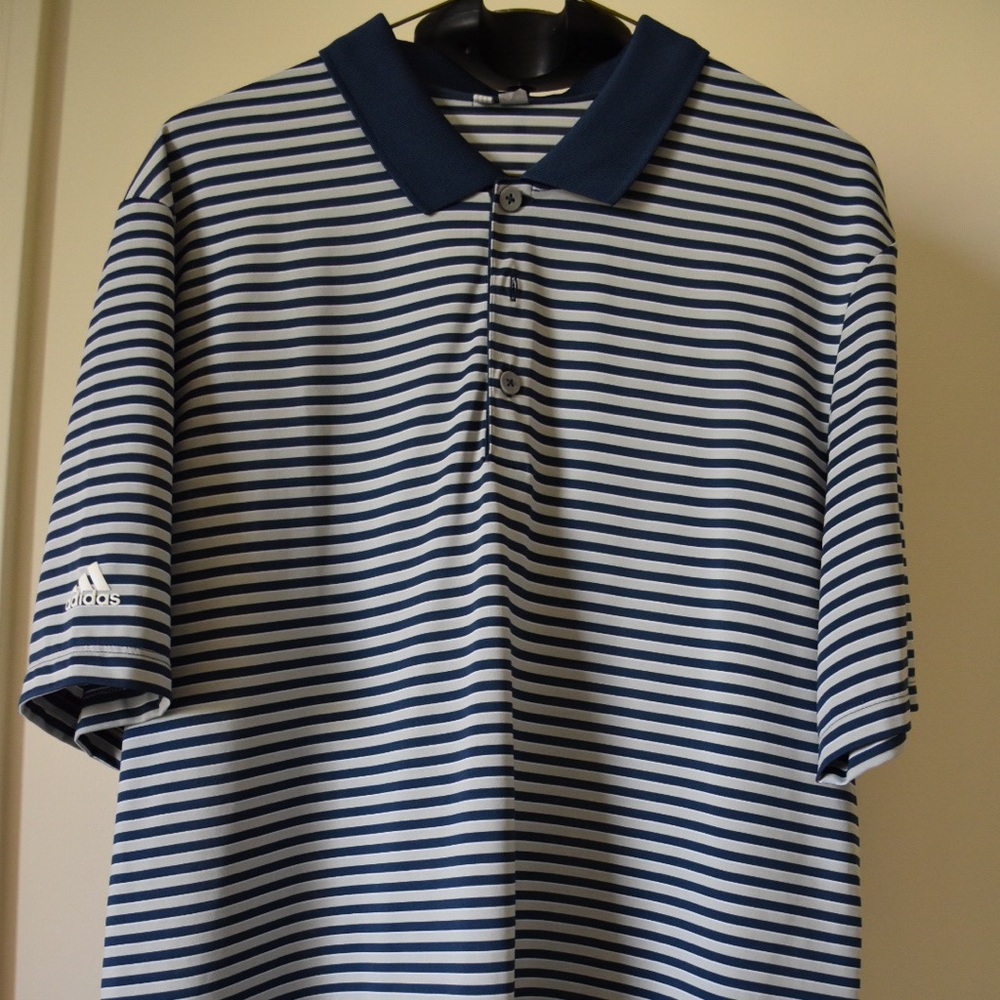 Adidas ClimaCool Golf Polo Blue/Grey Striped